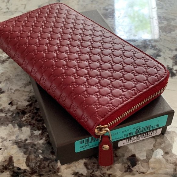 SOLD! NEW GUCCI Guccissima Red Zip Around Wallet - Picture 3 of 8